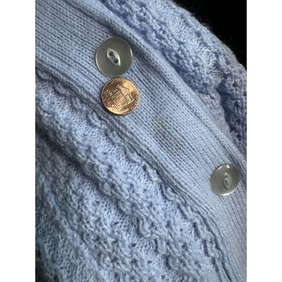 80s Vintage Baby Blue Sleeveless Sweater Vest Knit Cardigan Top size XXL - Picture 6 of 6